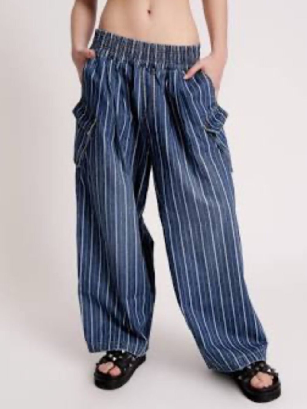 NWT Free People OneTeaspoon Railroad Stripe Denim Parachute Jeans Women's Large